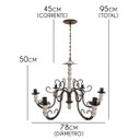 Ver imagem 2 de Lustre Artesanal Grande em Ferro e Madeira para Sala de Jantar Retro - Verniz & Branco