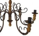 Ver imagem 4 de Lustre Artesanal Grande em Ferro e Madeira para Sala de Jantar Retro - Verniz