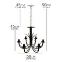 Ver imagem 2 de Lindo Lustre De Ferro Decorado Para Quarto De Casal e Solteiro Rustico - Verniz