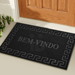 1 Tapete Porta Capacho Bem Vindo Antiderrapante Pvc Pt 40x60