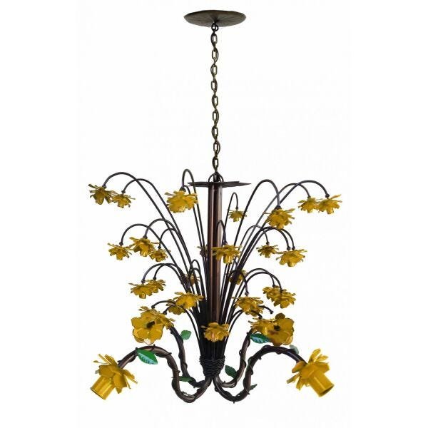 Luminária de Ferro Florida Delicada Decorativa para Quarto Infantil - Amarelo - 4