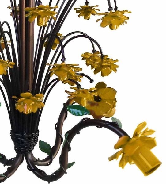 Luminária de Ferro Florida Delicada Decorativa para Quarto Infantil - Amarelo - 3
