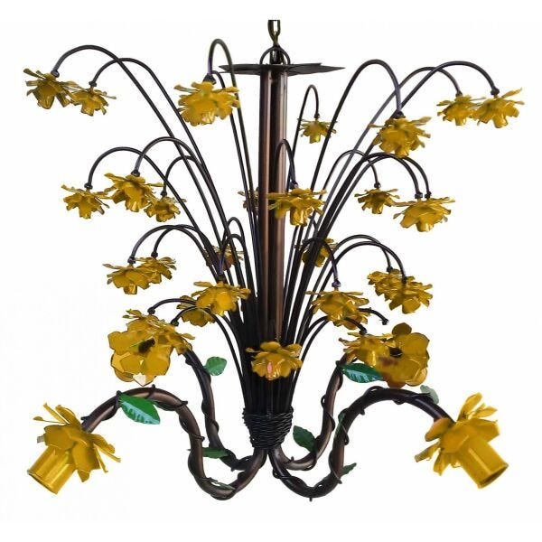 Luminária de Ferro Florida Delicada Decorativa para Quarto Infantil - Amarelo - 1