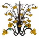 Ver imagem 1 de Lustre Florido Artesanal com Flores Decorativas para Varanda Moderna - Amarelo