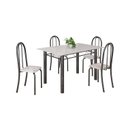 Ver imagem 2 de Conjunto de Mesa Tubular 120cm x 75cm Tampo em Vidro com 4 Cadeiras Iris B Prata/Bege