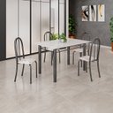 Ver imagem 1 de Conjunto de Mesa Tubular 120cm x 75cm Tampo em Vidro com 4 Cadeiras Iris B Prata/Bege