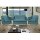 Ver imagem 2 de Kit Namoradeira e 2 Poltronas Titânio Suede Azul Tiffany