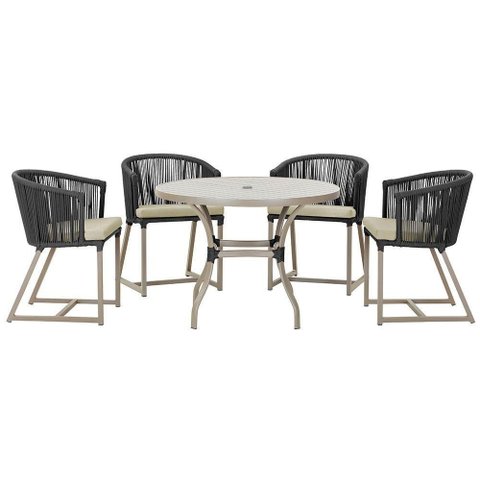 Mesa com 4 Cadeiras e Noronha Estofado 7 Trama Original Preto