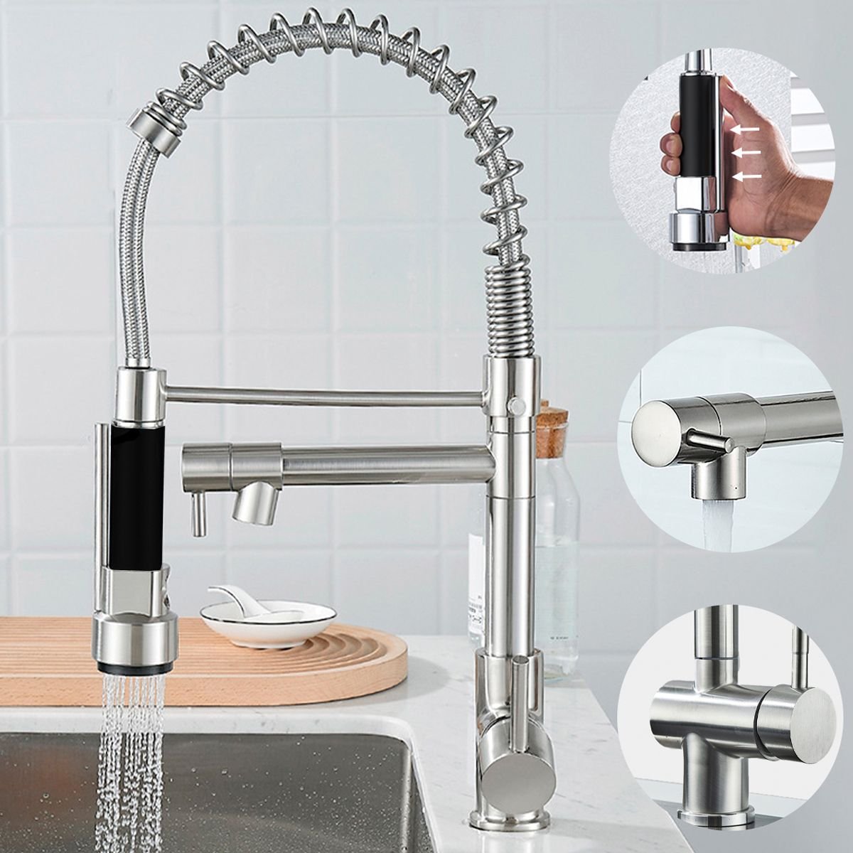 Torneira Gourmet de Cozinha Monocomando Aço Inox 304 Escovado Luxo Brinovar - 3