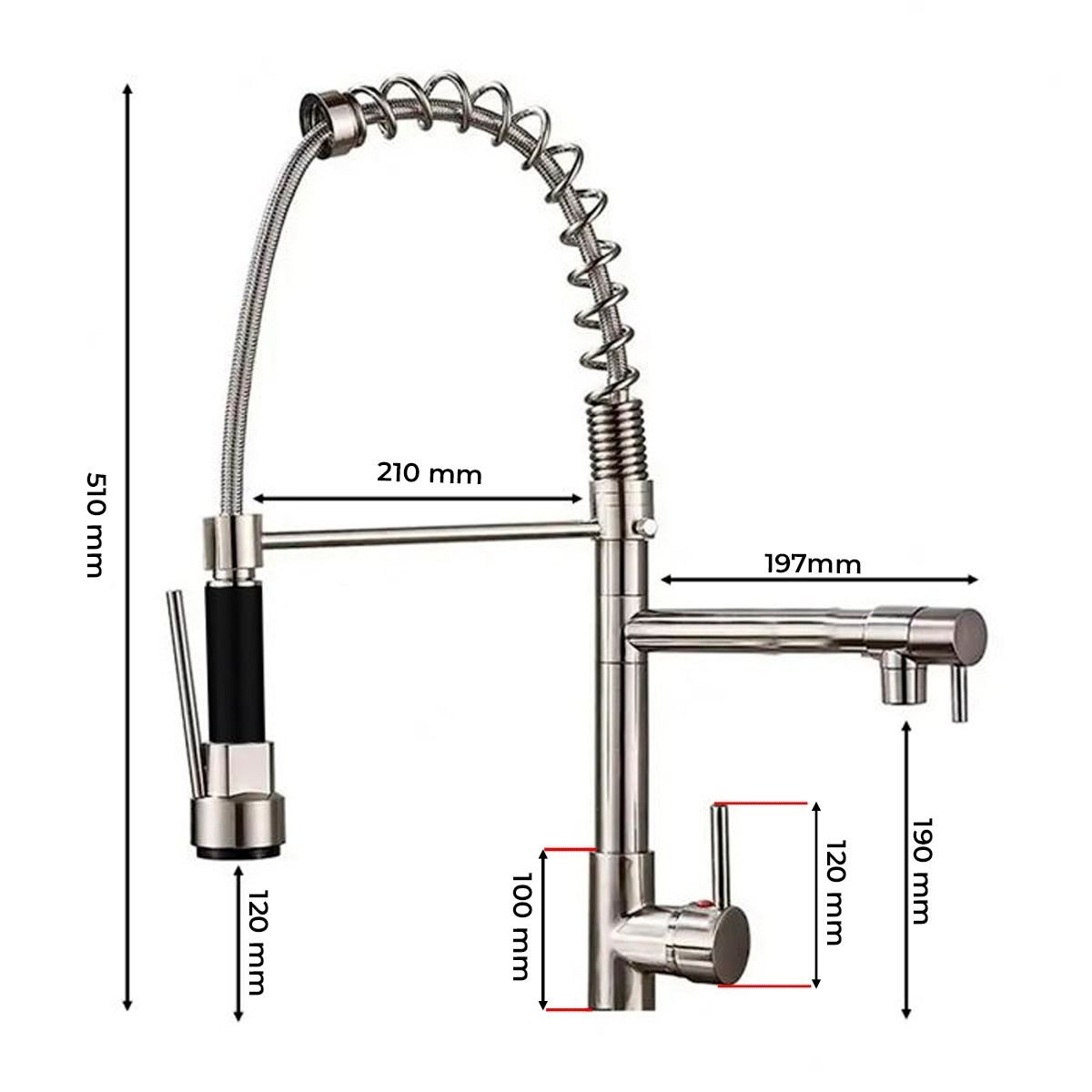 Torneira Gourmet de Cozinha Monocomando Aço Inox 304 Escovado Luxo Brinovar - 8