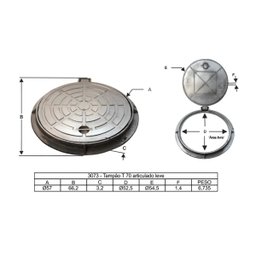Tampa Tampão T70 Leve Esgoto Água Pluvial Articulado 70cm G.D.A. INDUSTRIA E DISTRIBUIDORA DE FUNDID - 3