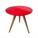 Ver imagem 1 de Mesa Lateral Redonda com Vidro 40x40 Cor Vermelho Medida 60 Cm Altura