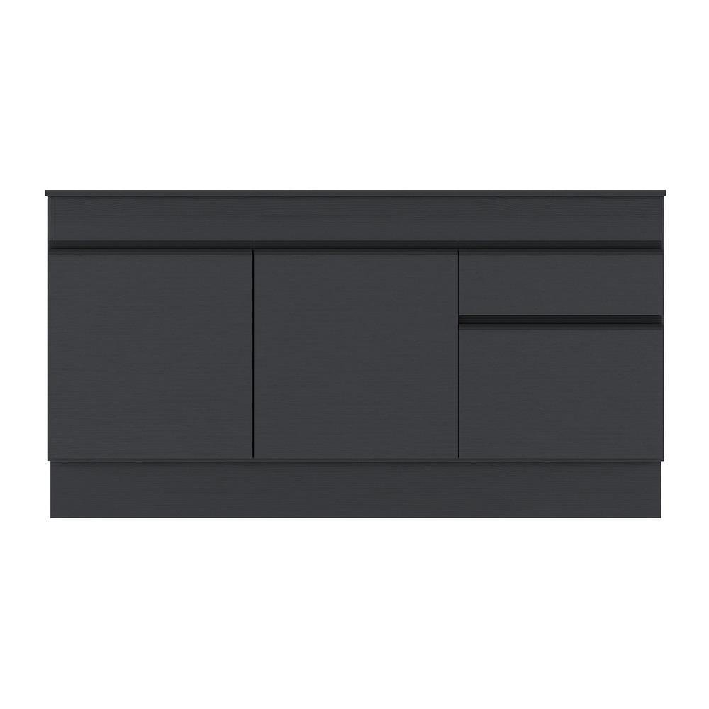 Balcão Cozinha Gabinete Pia 150cm com Rodapé 3 Portas 1 Gaveta Veneza Multimóveis V2115 Preto - 5