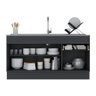 Balcão Cozinha Gabinete Pia 150cm com Rodapé 3 Portas 1 Gaveta Veneza Multimóveis V2115 Preto - 4