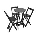 Ver imagem 1 de Conjunto Bistrô Mesa Dobrável de Madeira Redonda com 3 Banquetas Preta - Cor: Preto