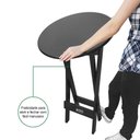 Ver imagem 4 de Conjunto Bistrô Mesa Dobrável de Madeira Redonda com 3 Banquetas Preta - Cor: Preto