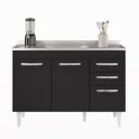Ver imagem 7 de Balcão Gabinete com Pia Inox 120cm 3 Portas 2 Gavetas Suécia Preto - Lumil Lumil Móveis