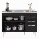 Ver imagem 6 de Balcão Gabinete com Pia Inox 120cm 3 Portas 2 Gavetas Suécia Preto - Lumil Lumil Móveis