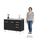 Ver imagem 5 de Balcão Gabinete com Pia Inox 120cm 3 Portas 2 Gavetas Suécia Preto - Lumil Lumil Móveis