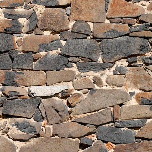 Papel De Parede Adesivo 3d Pedra - Muro De Pedras Tons Bege E Cinza - Pedra