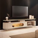 Ver imagem 2 de Rack Bancada Aria Led para Tv até 85” Polegadas Pés em Aço Off White/champanhe