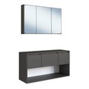 Ver imagem 2 de Conjunto Gabinete de Banheiro Suspenso 110cm com Espelheira Lavinia Grafite