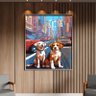 Quadro Decorativo Animais Cachorros em Pixels 2 com Moldura e Vidro Prata - 150x100 Cm - 2