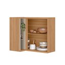 Ver imagem 2 de Armário Aéreo Cozinha de Canto Bless 2 Portas 100% MDF Jequitibá/Off White Fosco - Linea Brasil
