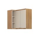Ver imagem 1 de Armário Aéreo Cozinha de Canto Bless 2 Portas 100% MDF Jequitibá/Off White Fosco - Linea Brasil