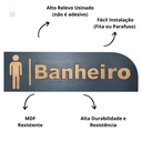 Ver imagem 2 de Placa Sinalização Banheiro Wc Mdf Masculino Feminino Parede - Masculino
