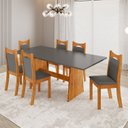 Ver imagem 1 de Conjunto Sala de Jantar 6 Lugares Retangular Tampo de MDP Riviera Yescasa Cinza/Mel