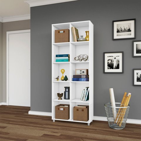 Estante Organizadora Nicho Multiuso 74 X 185 X 30 Cm 10 Nichos Mdp Branco - Clicklar