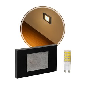 8x Balizador Embutir Caixa 4x2 Preto + LED G9 5W Branco Quente Parede Escada St1314