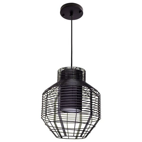 Pendente Lustre Net Bella Preto Com Metal Aramado E Tecido Ø32cm Lanterna Chinesa E-27 Pd015s