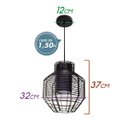 Ver imagem 2 de Pendente Lustre Net Bella Preto Com Metal Aramado E Tecido Ø32cm Lanterna Chinesa E-27 Pd015s