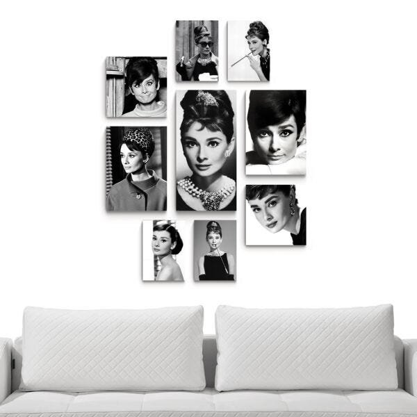 Kit 9 quadros Decorativos audrey hepburn - 2