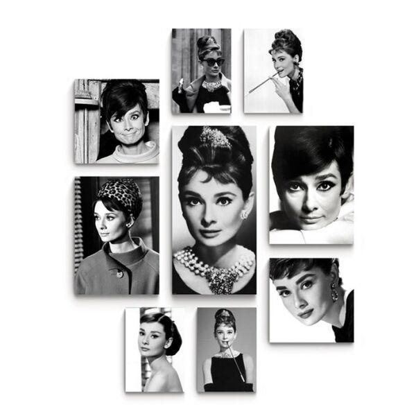 Kit 9 quadros Decorativos audrey hepburn - 1