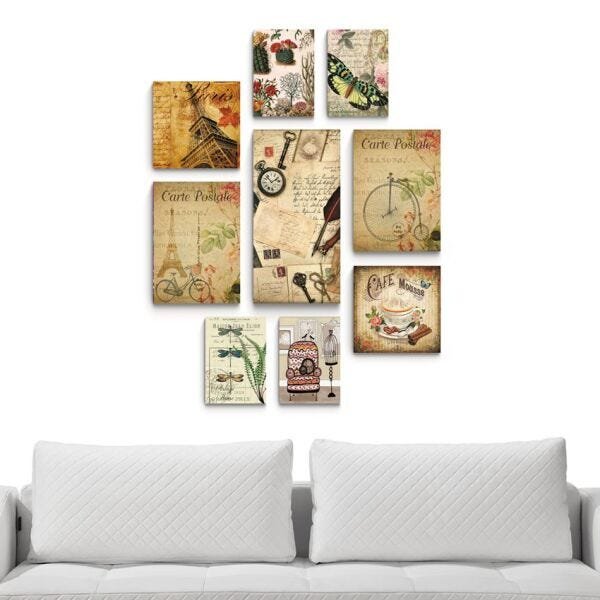 Kit 9 quadros Decorativas Vintage antigo - 2