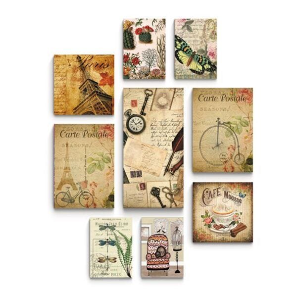 Kit 9 quadros Decorativas Vintage antigo - 1