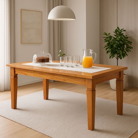 Mesa de Jantar 1,5 m Madeira Maciça Natural