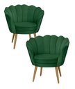 Ver imagem 1 de Kit 02 Poltrona Pétala Pés Palito Suede Verde - Fina Mobília
