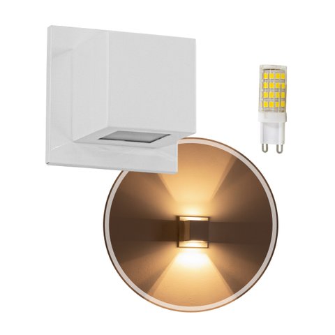 Kit 4 Arandelas Box Cubo Pequena 2 Fachos Branca + LED G9 5W St1318