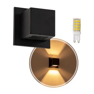 2x Arandela Box Cubo Pequena 2 Fachos Preta + Led G9 5w St1318