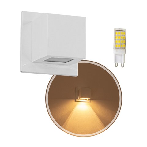 Arandela Box Cubo Pequena 1 Fachos BRANCO + Led G9 5w St1319