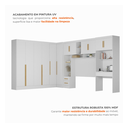 Ver imagem 7 de Guarda Roupa Casal Modulado 5 Peças 12 Portas 5 Gavetas com Cabeceira e Escrivaninha 100% MDF Smart Branco