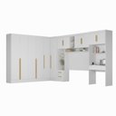 Ver imagem 2 de Guarda Roupa Casal Modulado 5 Peças 12 Portas 5 Gavetas com Cabeceira e Escrivaninha 100% MDF Smart Branco