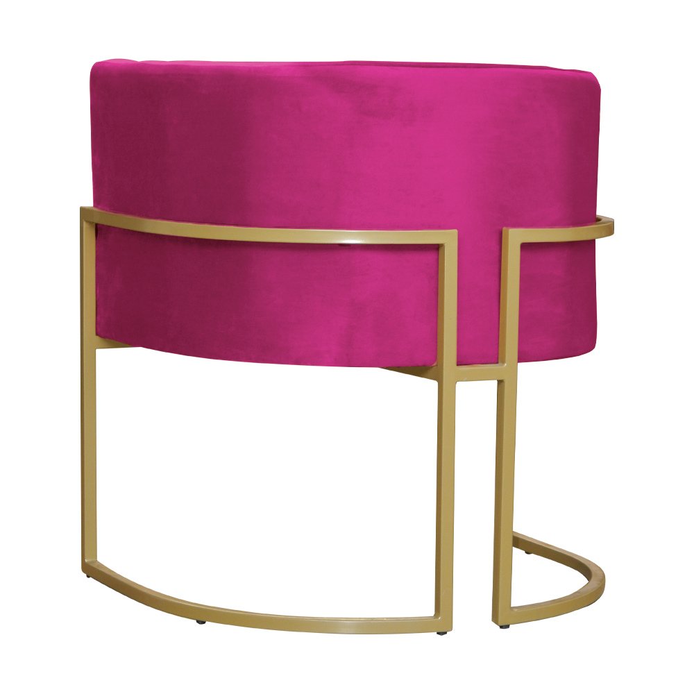 Poltrona Decorativa Sala de Estar Luana Base Gold Veludo Pink - Montanaris Decor - 7