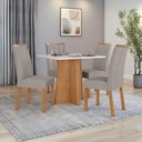 Ver imagem 2 de Mesa 0,90 Celebrare com 4 Cadeiras Apogeu Veludo Liso Capuccino Amendoa Clean/off White