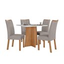 Ver imagem 1 de Mesa 0,90 Celebrare com 4 Cadeiras Apogeu Veludo Liso Capuccino Amendoa Clean/off White