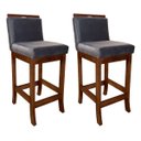 Ver imagem 1 de Kit 2 Banquetas Médias Estofada para Cozinha Gourmet 38x92 Cm Turim Madeira Maciça Suede Cinza CCS